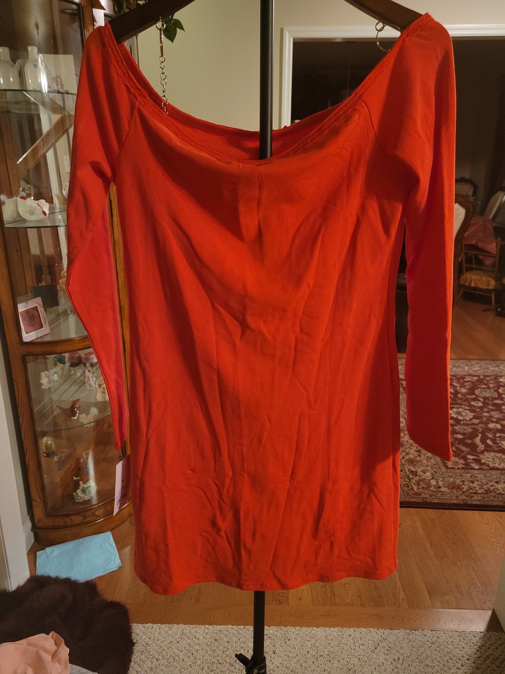 Women's Long-Sleeve Scoop Neck Top — Dk. Pink - Picture 3 of 5